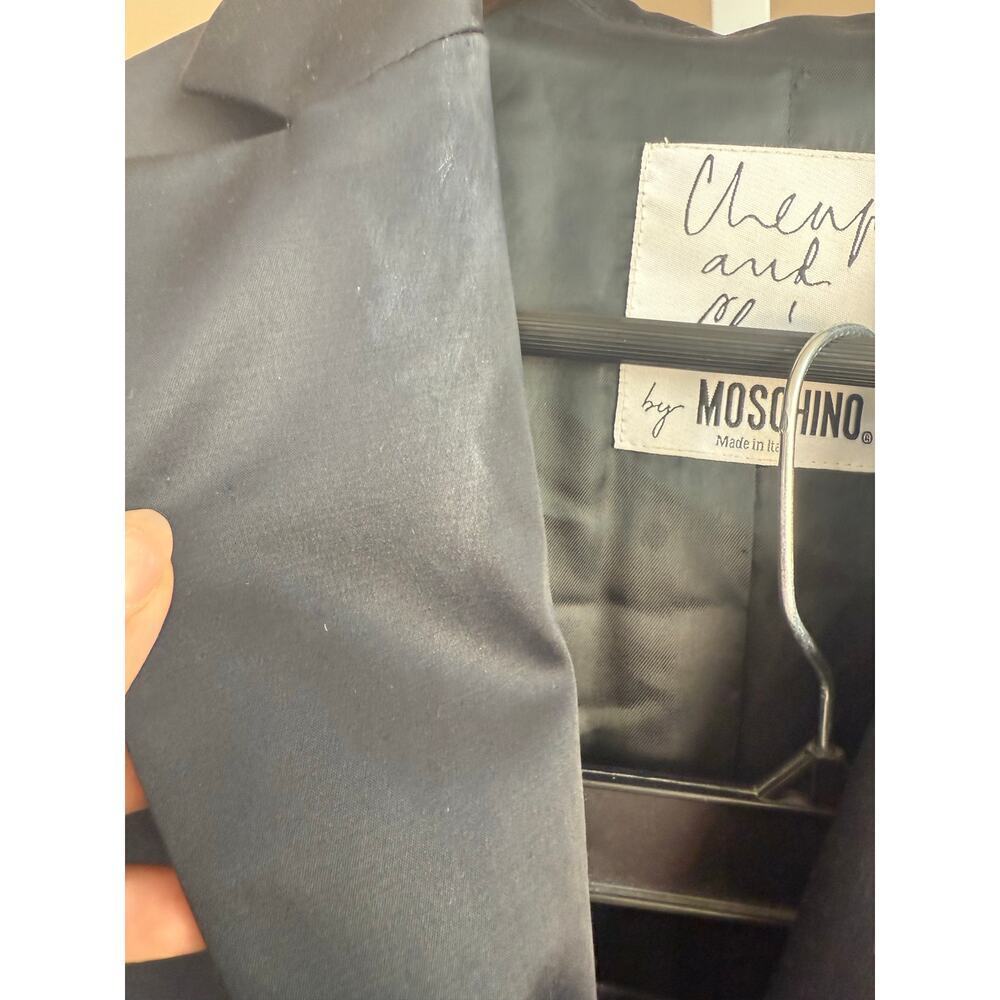 Moschino Cheap and Chic Vintage Black Satin Skirt Suit Set Size 10, measures a 6 - Picture 6 of 11